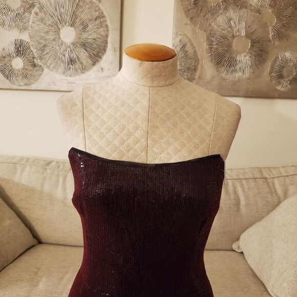 Haney Martina Strapless Sequin Sheath Dress sz 12 - Picture 5 of 12